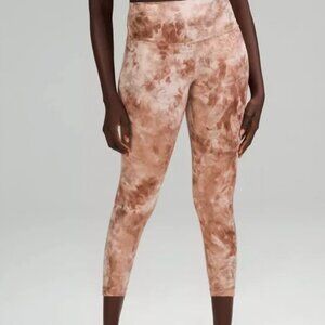 Lululemon Alight High Rise Pant 25" Shine Diamond Dye Foil Dot Beige  Size 10